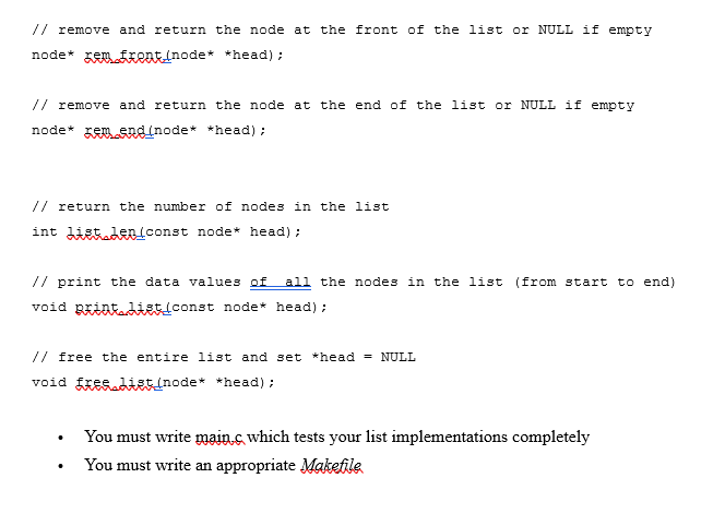 assignment, you will write a multi-file C program to define, implement and