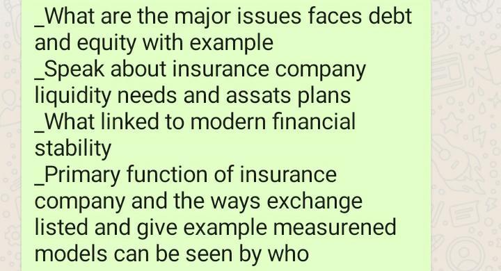  _What are the major issues faces debt and equity with example