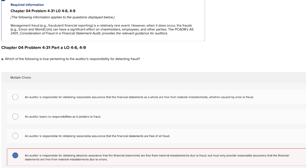 Required information Chapter 04 Problem 4-31 LO 4-6, 4-9 [The following