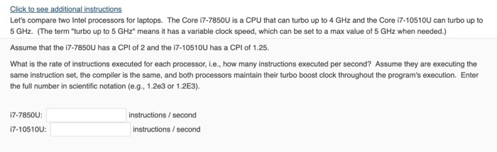  Click to see additional instructions Let's compare two Intel processors for
