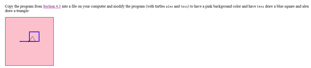 please use python turtle to draw this picture https://runestone.academy/runestone/books/published/thinkcspy/PythonTurtle/InstancesAHerdofTurtles.html Copy the program