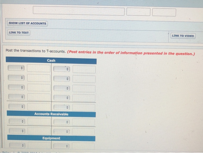 $18,500 cash received from investors. 5 Purchased equipment for $8,740, paying $2,760