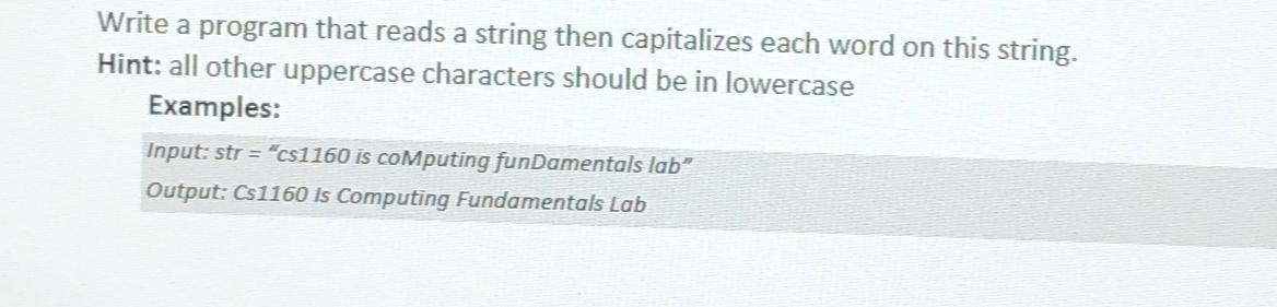  Write a C program that reads a string then capitalizes each
