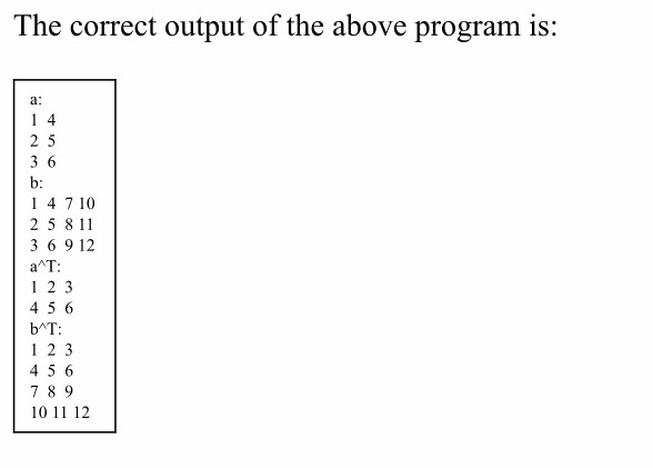 an incomplete program that can display a matrices with different rows and