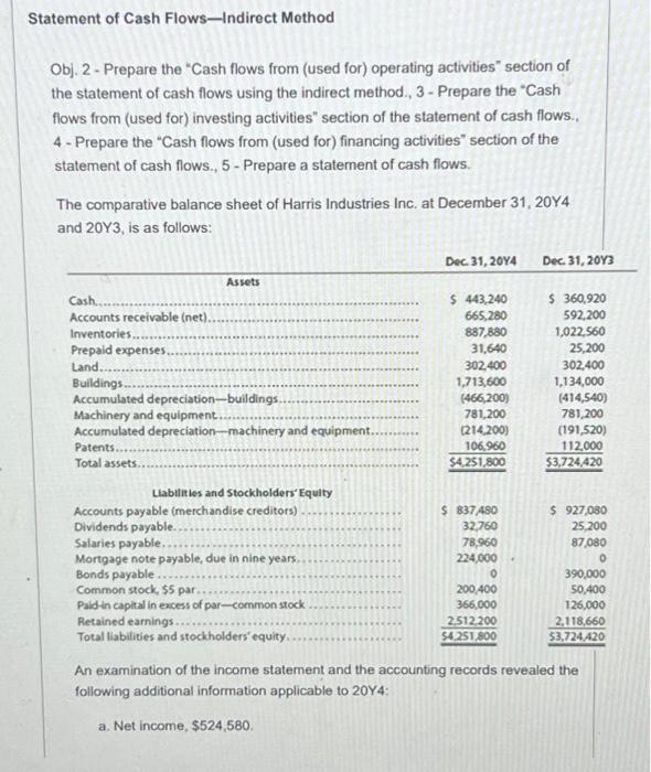  Obj. 2 - Prepare the "Cash flows from (used for) operating