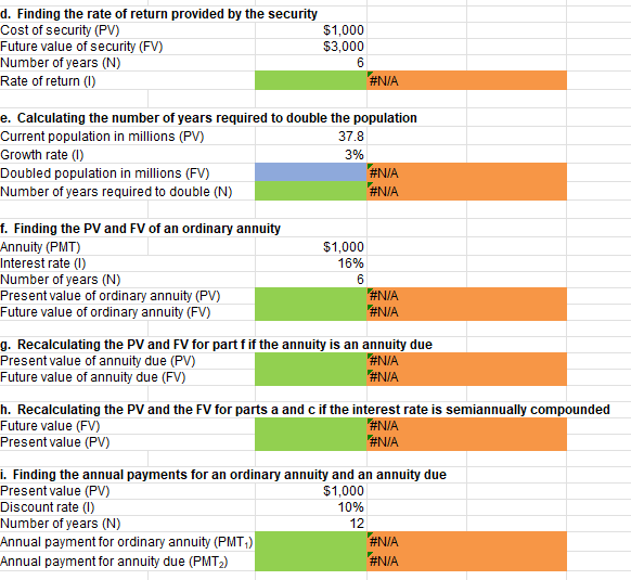  d. Finding the rate of return provided by the security Cost