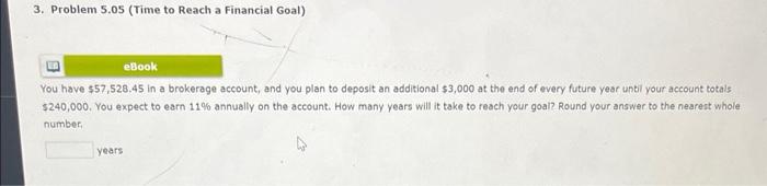 solve everything- its one big problem. 3. Problem 5.05 (Time to Reach