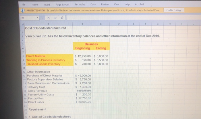  Fle Home Insert Page Layout Formulas Data Review View Help Acrobat