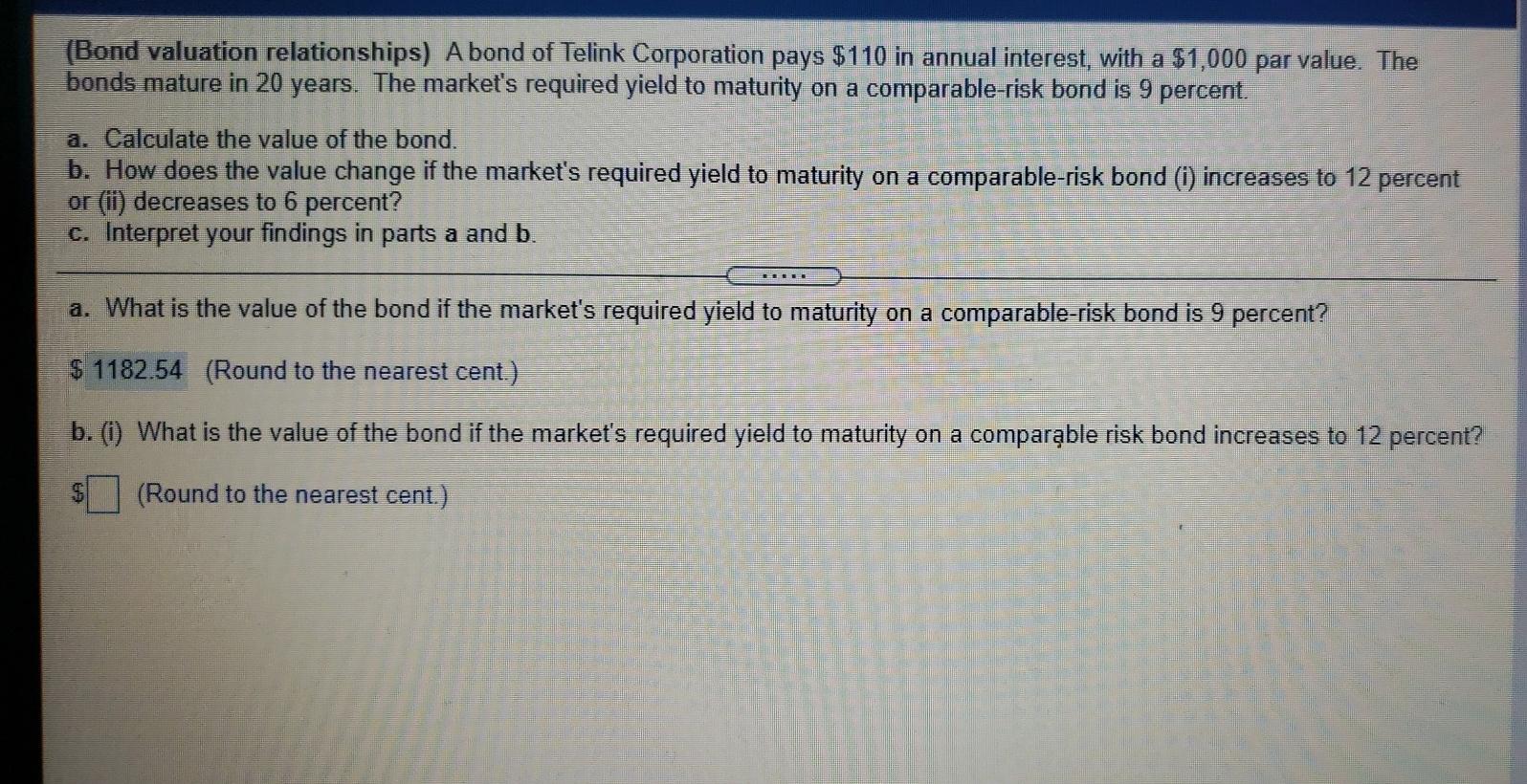I understand the a but keep getting b wrong (Bond valuation relationships)