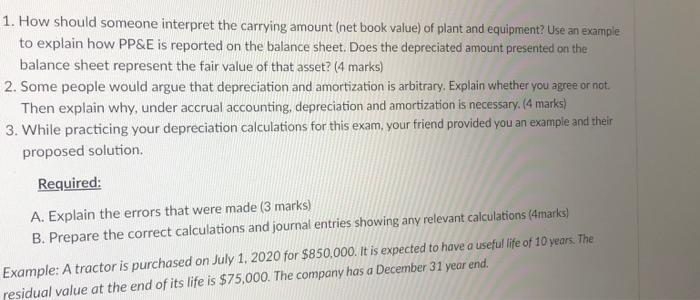  1. How should someone interpret the carrying amount (net book value)