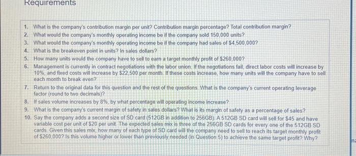data extending to 200,000 units per month are as follows: (Click the