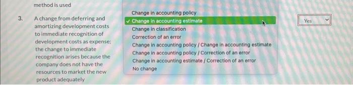  method is used 3. A change from deferring and amortizing development