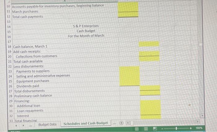 scheduie of expected cash distargentents for puichases of materiak: 3. Prepare a