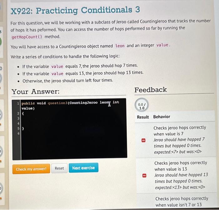 turn towards. Using these parameters, implement the method so the jeroo first