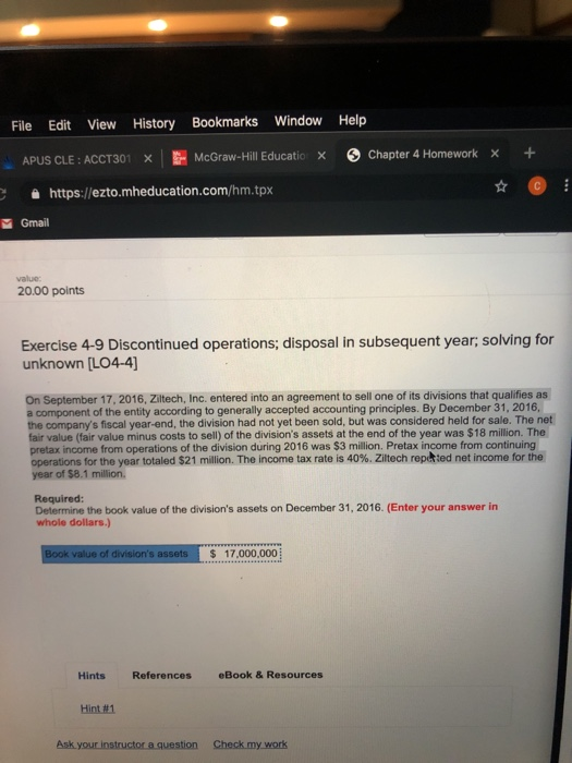  + File Edit View History Bookmarks Window Help APUS CLE: ACCT301