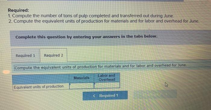 to tons of pulp processed during June are provided below. Percent Completed