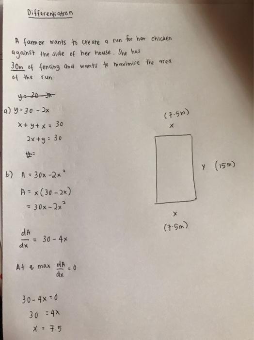 solve this equation using Matlab Software Differentiation A farmer wants to create