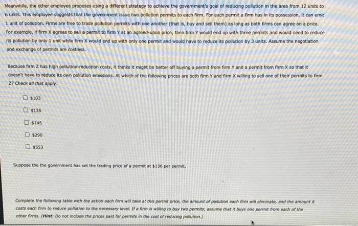 Currently, each firm is creating 4 units of pollution in the area,
