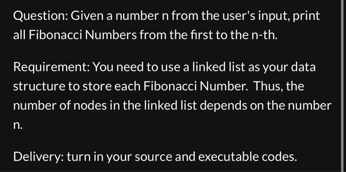 c++ programming language Question: Given a number n from the user's input,