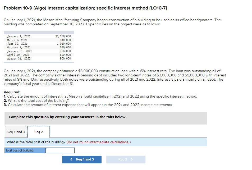 1, 2021, the Mason Manufacturing Company began construction of a building to