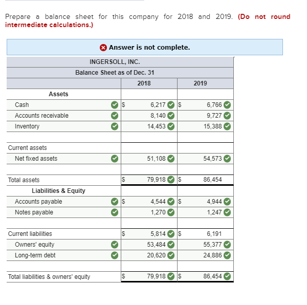 information for Ingersoll, Inc. Assume the tax rate is 22 percent. Sales
