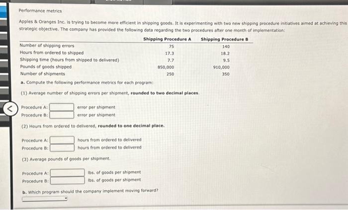  Apples \& Oranges Inc. is trying to become more efficient in