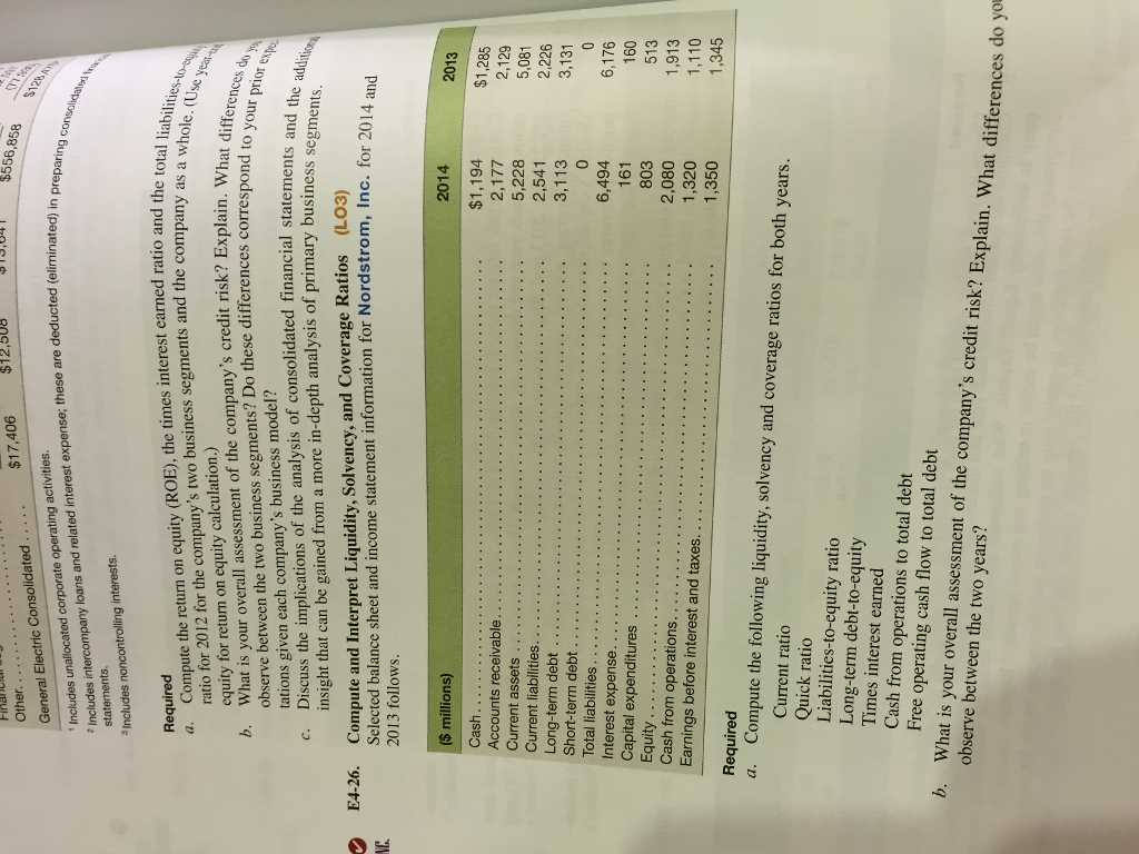 Need help with E4-26.... especially with section b. thanks Compute the