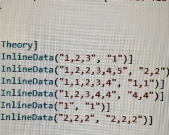 provided. The tests for the exercise are provided with the anticipated results.