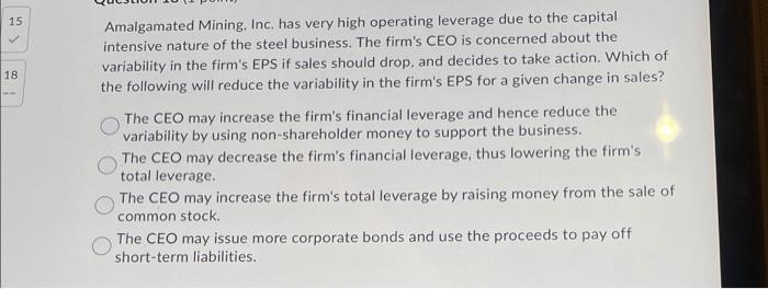  15 18 Amalgamated Mining, Inc. has very high operating leverage due