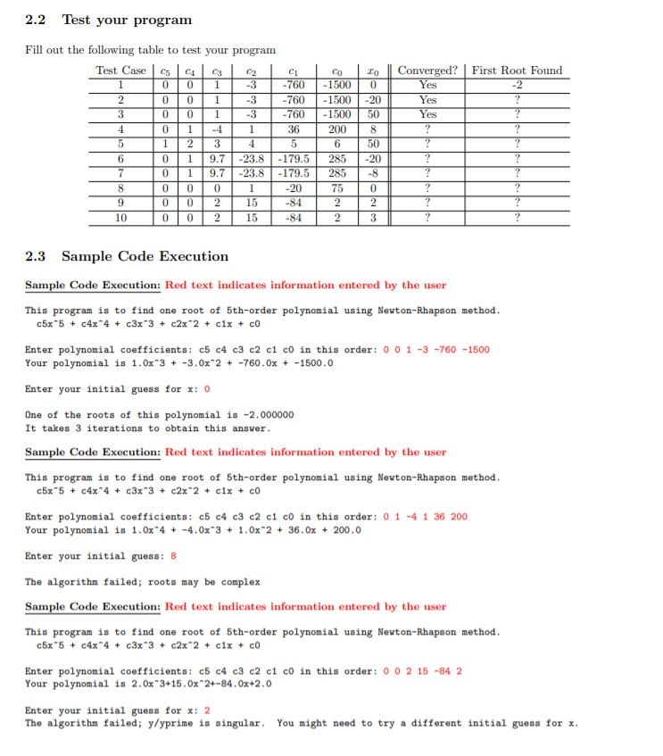 need to calculate the roots to a given polynomial. For low order