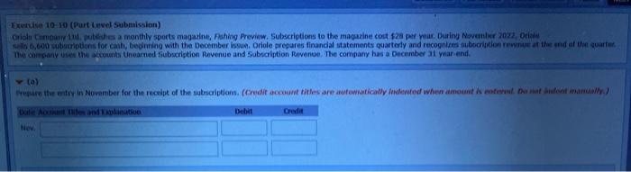  Exercise 10-10 (Part Level Submission) Crion Command publishes a monthly sports
