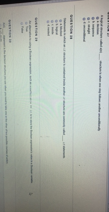  A logical structure called a(n) structure ls when one step follows