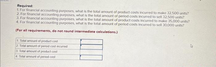 Cost Classifications (Algo) [The following information applies to the questions displayed below.]