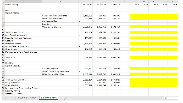 growth rate for all line items. The cells that need to be