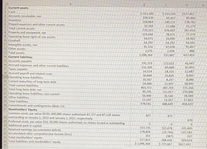 need help with the ratios B D E $ 312,189 109,530 318,864