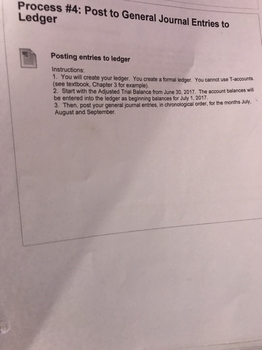  Process #4: Post to General Journal Entries to Ledger Posting entries