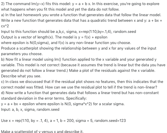 Please use R. 2) The command Im(y-x) fits this model: y =