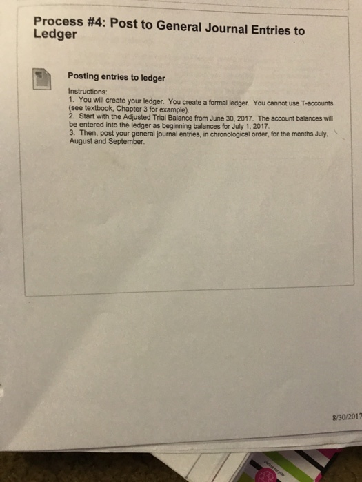  Process #4: Post to General Journal Entries to Ledger Posting entries