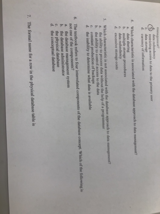  management? data redundancy restricting access to data to the primary user