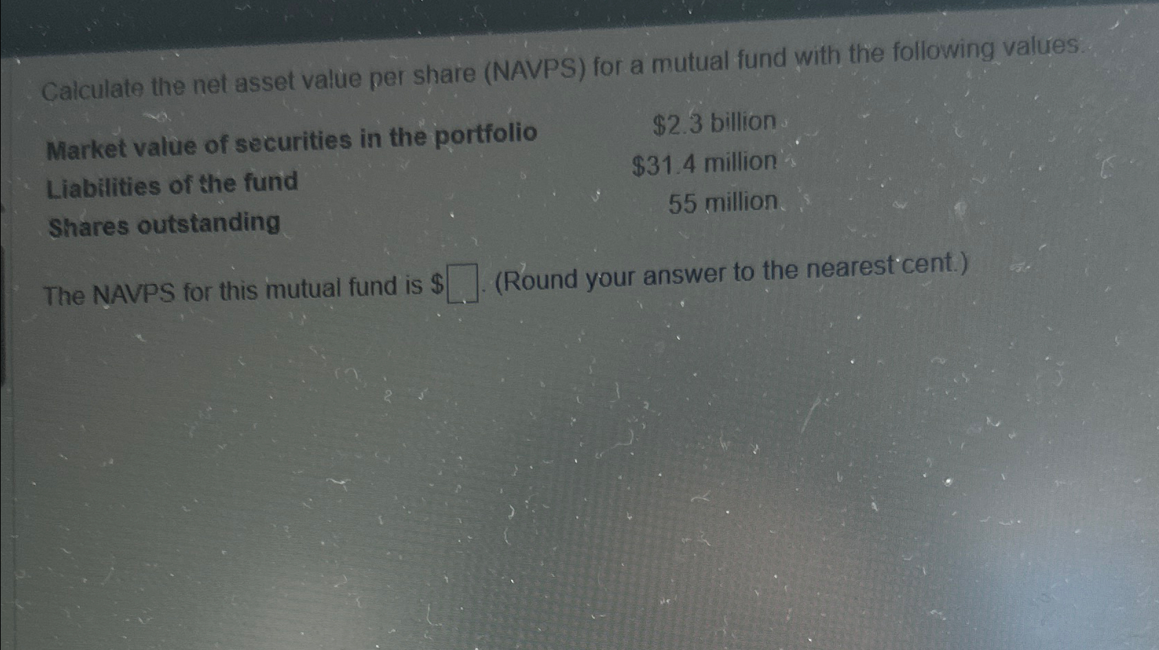  Calculate the net asset value per share (NAVPS) for a mutual