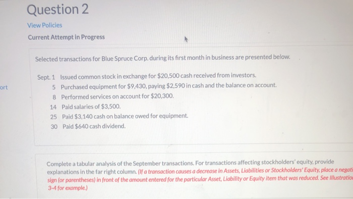  Question 2 View Policies Current Attempt in Progress Selected transactions for