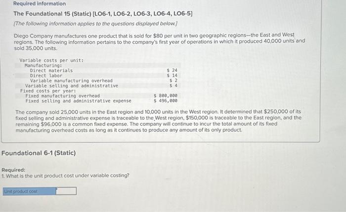 This is a 5 part Required information The Foundational 15 (Static) [LO6-1,