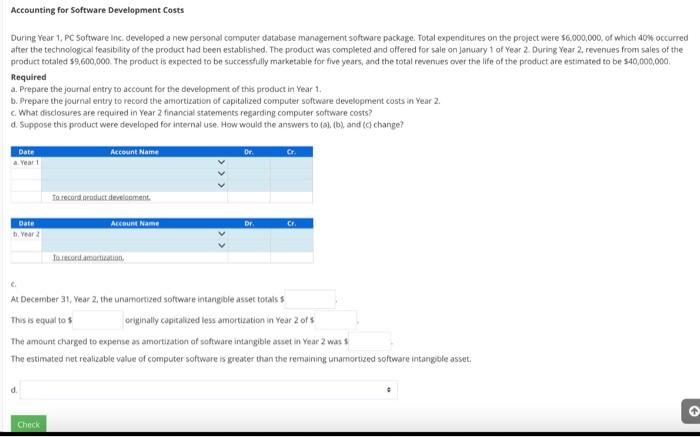 Please answer the entire question. Thank you. Accounting for Software Development Costs