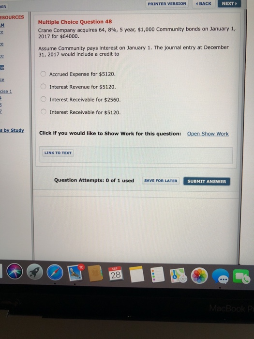  PRINTER VERSIONBACK NEXT ER ESOURCES Multiple Choice Question 48 Crane Company