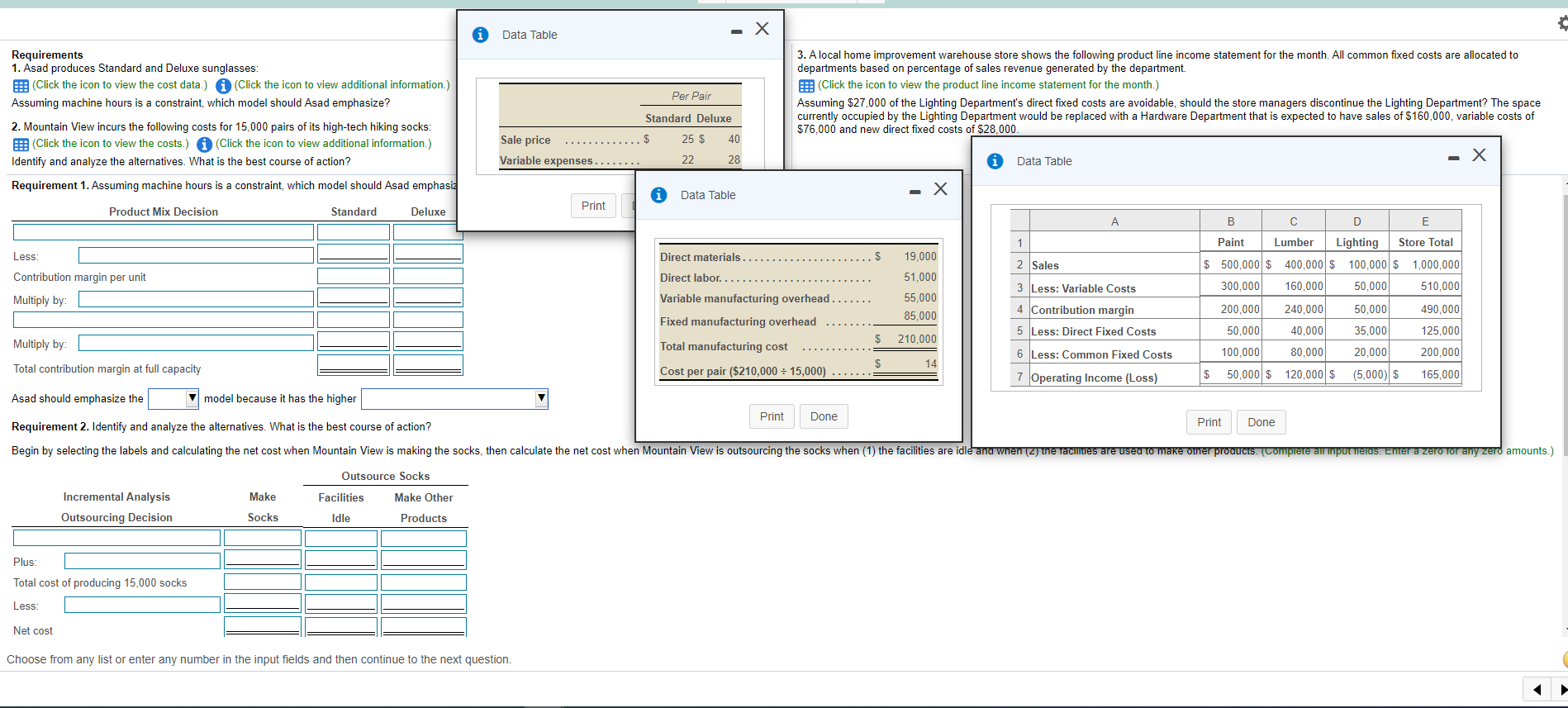 1. 2. - X Data Table Per Pair Requirements 1. Asad produces