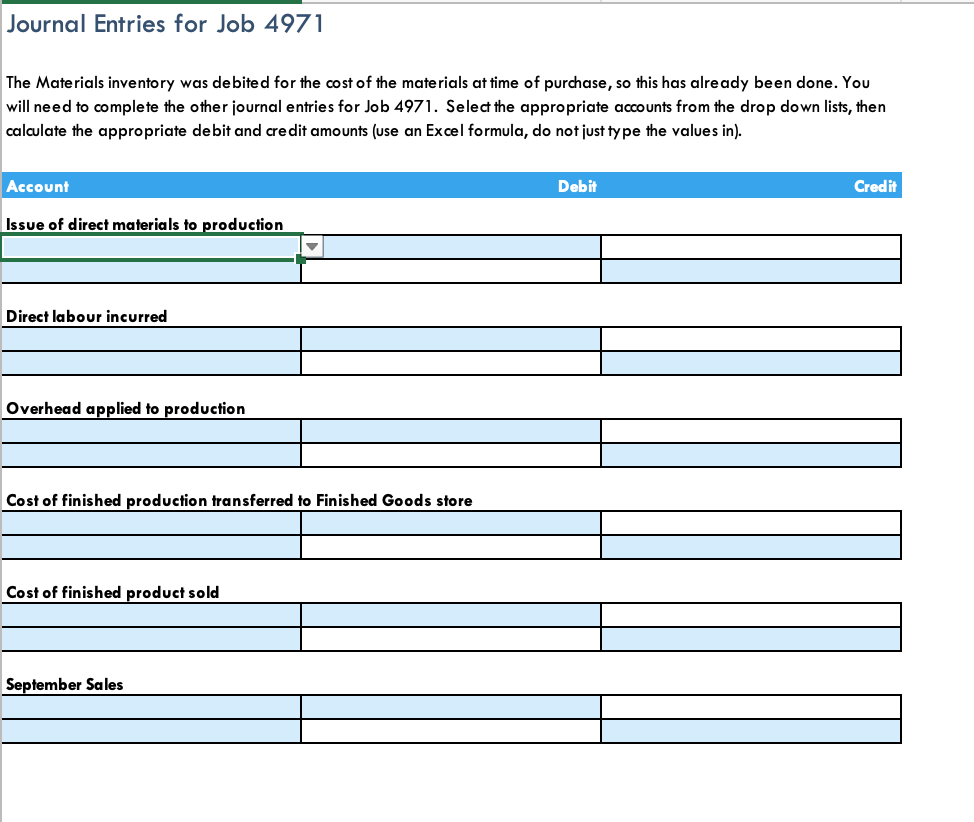 Using the following Options from the dropdown, need to fill in the