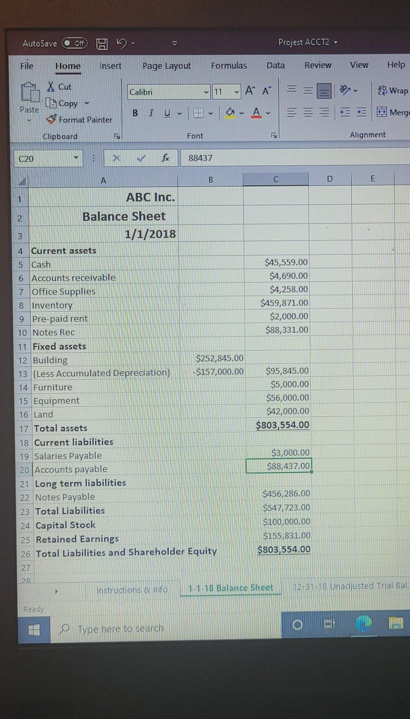 Projest ACCT2 - O Search File Home Insert Page Layout Formulas Data