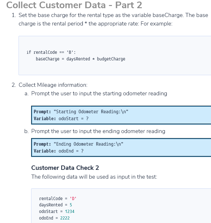 for this project is to create a very simple rental car cost