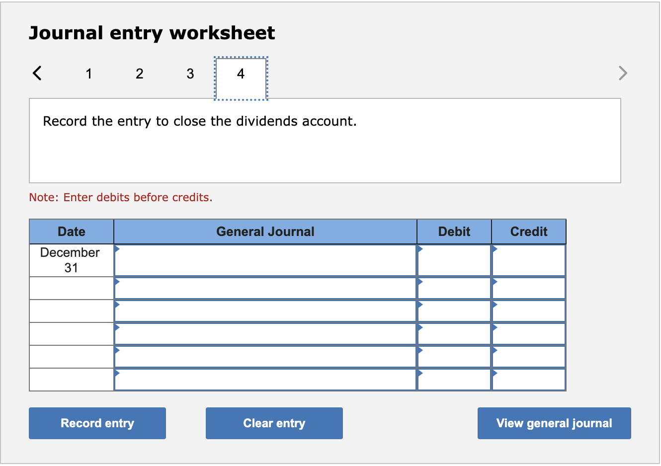 worksheet Record the entry to close the expense account(s). Note: Enter debits