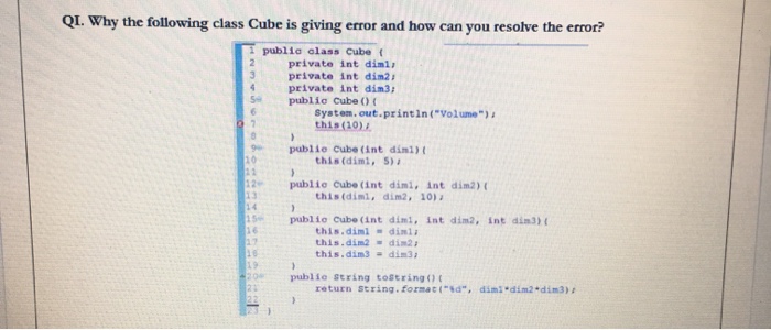  Java QL. Why the following class Cube is giving error and